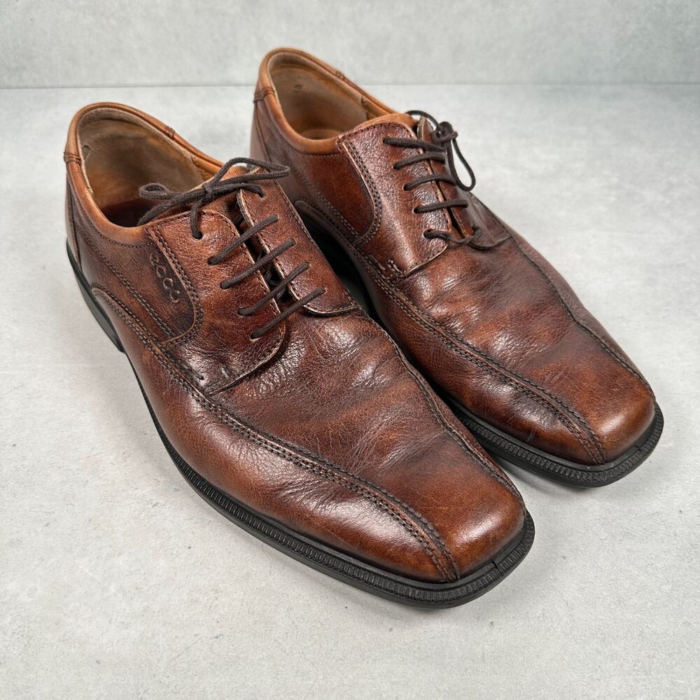 Ecco Loafer Mens EU 43 US 10 Brown Helsinki Leather Lace Dress Shoe